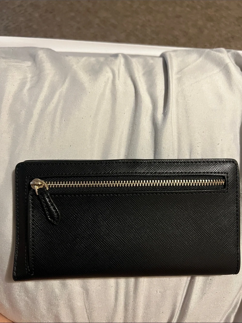 kate spade Black Saffiano Zip Around Wallet